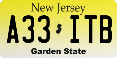 NJ license plate A33ITB