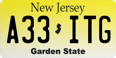 NJ license plate A33ITG
