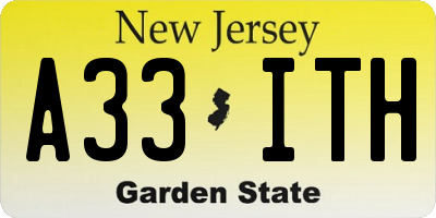 NJ license plate A33ITH