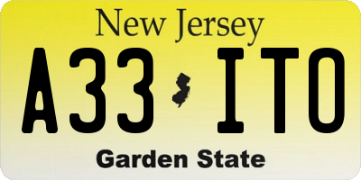 NJ license plate A33ITO