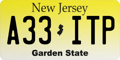 NJ license plate A33ITP