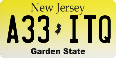 NJ license plate A33ITQ