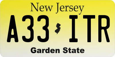 NJ license plate A33ITR