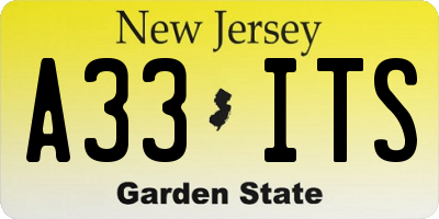 NJ license plate A33ITS