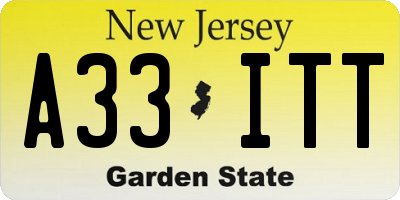 NJ license plate A33ITT