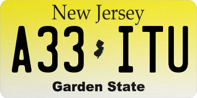 NJ license plate A33ITU