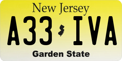 NJ license plate A33IVA