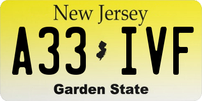 NJ license plate A33IVF