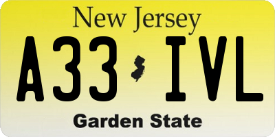 NJ license plate A33IVL