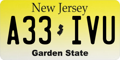 NJ license plate A33IVU