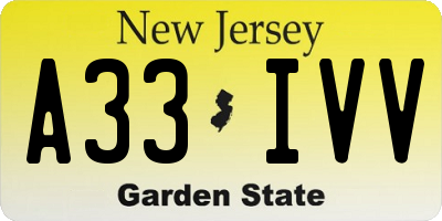 NJ license plate A33IVV