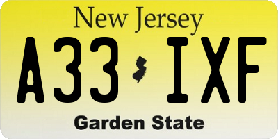 NJ license plate A33IXF