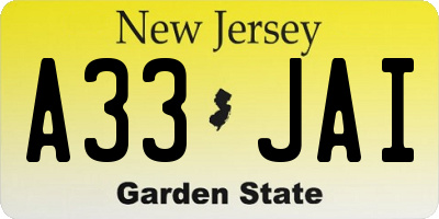 NJ license plate A33JAI