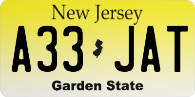 NJ license plate A33JAT