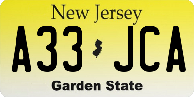 NJ license plate A33JCA
