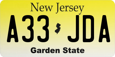 NJ license plate A33JDA