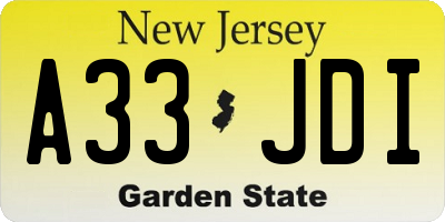 NJ license plate A33JDI