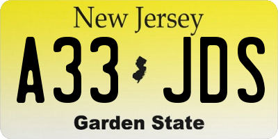 NJ license plate A33JDS