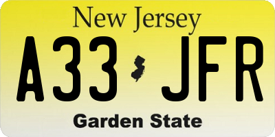 NJ license plate A33JFR