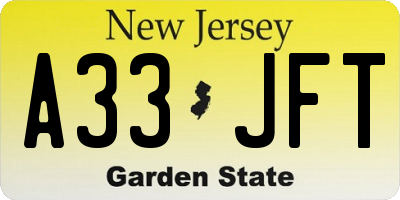 NJ license plate A33JFT