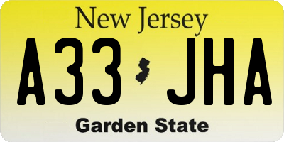 NJ license plate A33JHA
