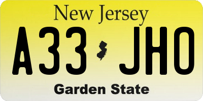 NJ license plate A33JHO