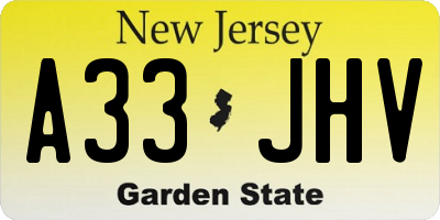 NJ license plate A33JHV