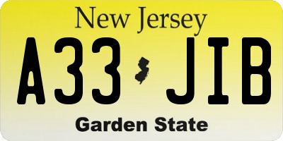 NJ license plate A33JIB