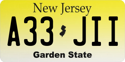 NJ license plate A33JII