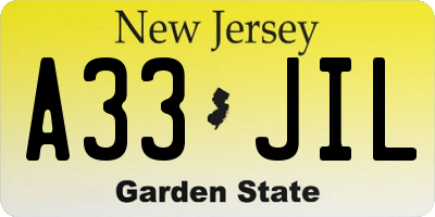 NJ license plate A33JIL