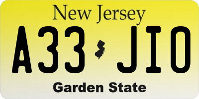 NJ license plate A33JIO