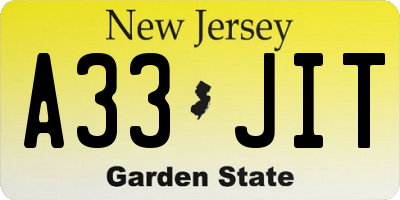 NJ license plate A33JIT