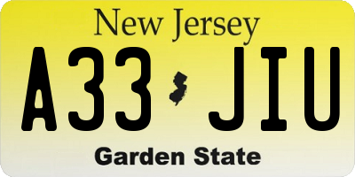 NJ license plate A33JIU