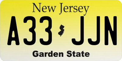 NJ license plate A33JJN
