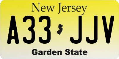 NJ license plate A33JJV
