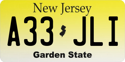 NJ license plate A33JLI