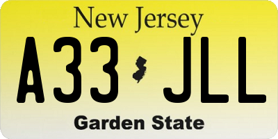 NJ license plate A33JLL
