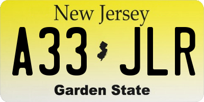 NJ license plate A33JLR