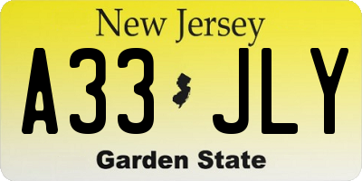 NJ license plate A33JLY