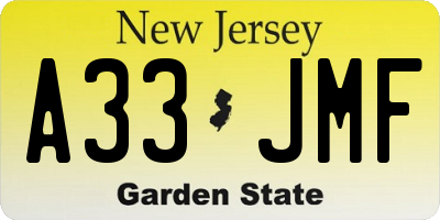 NJ license plate A33JMF
