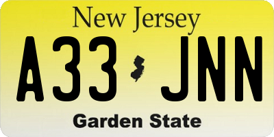 NJ license plate A33JNN
