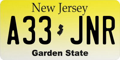 NJ license plate A33JNR