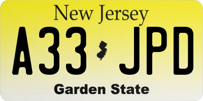 NJ license plate A33JPD