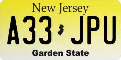 NJ license plate A33JPU