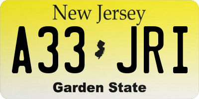 NJ license plate A33JRI