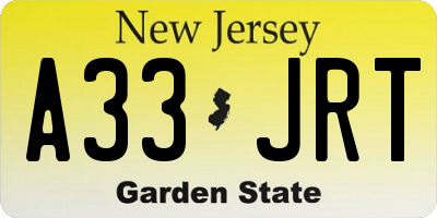 NJ license plate A33JRT
