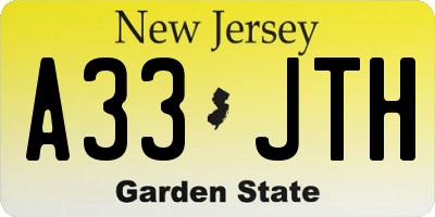 NJ license plate A33JTH