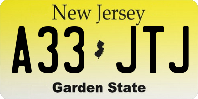 NJ license plate A33JTJ
