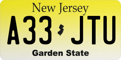 NJ license plate A33JTU