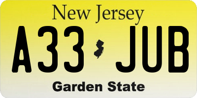 NJ license plate A33JUB